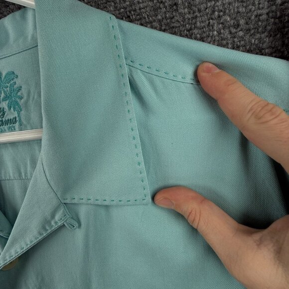 Tommy Bahama All Silk Light Blue Short Sleeve Button Up Shirt Hawaii Solid XL - Picture 10 of 16